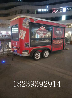 复古风铁艺室内餐车售卖商业街