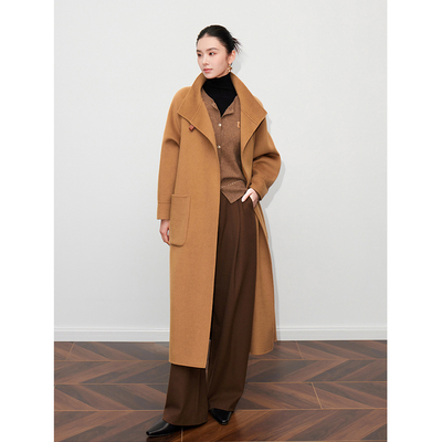 羊皮扣高级感加厚中长款羊绒大衣