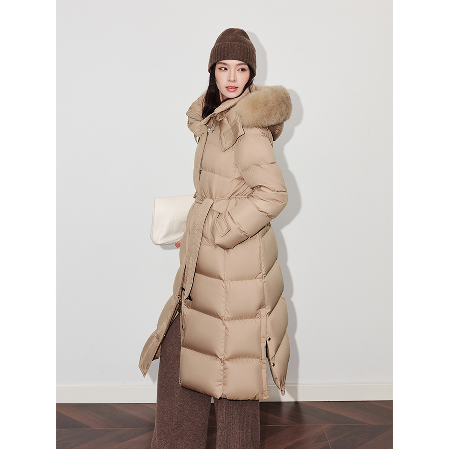高端品牌鹅绒羽绒服女款长款冬季