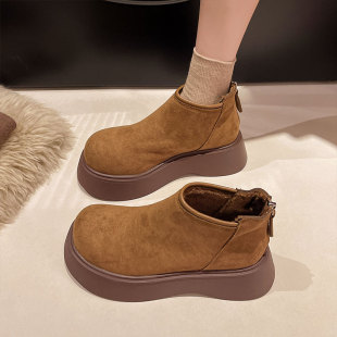 厚底马丁靴女款增高勃肯女鞋2025新款秋冬爆款大头短靴加绒二棉鞋
