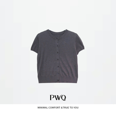 上衣蚕-丝圆领飞飞袖单排扣针织衫PYF-260118109-DZ