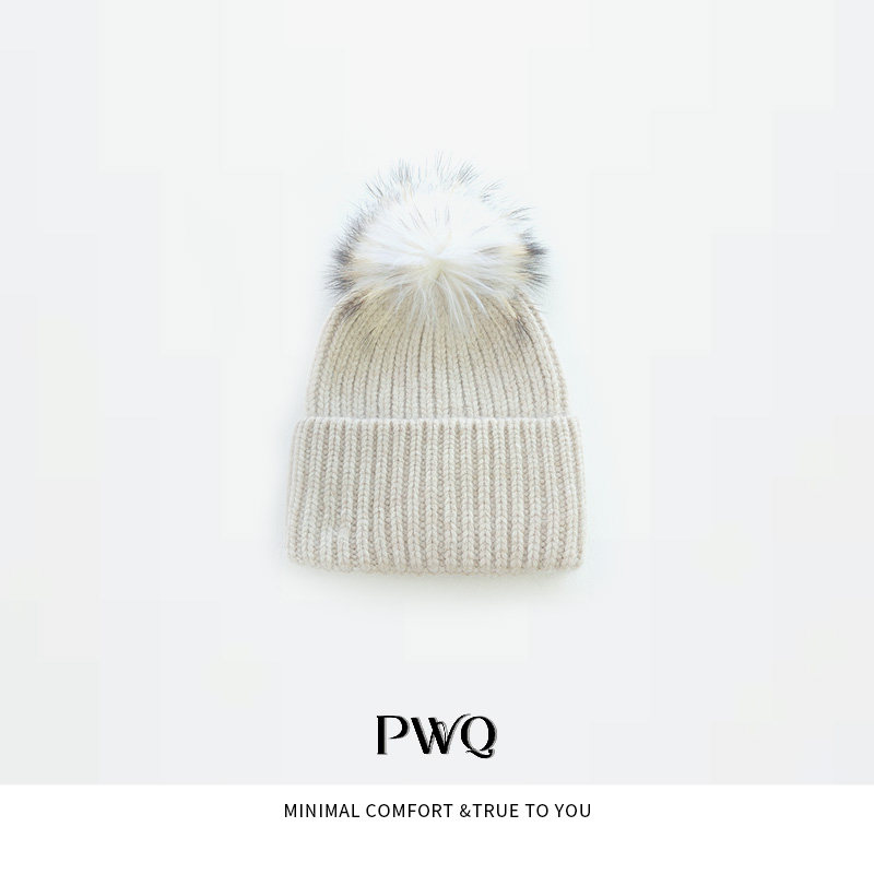 帽子浣熊绒羊毛针织护耳毛线帽子SYC-25121813-DO