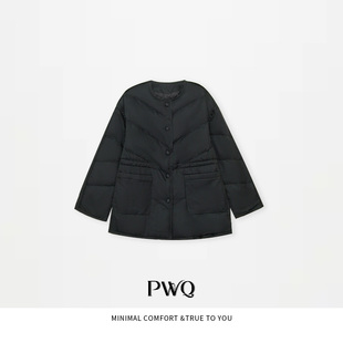 25120417 羽绒服90白鹅绒无领长袖 单排暗扣外套TG