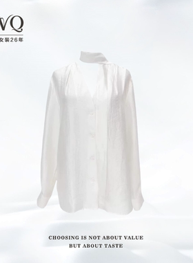 【白月光】衬衫V领单排扣法式飘带蚕-丝天-气质优雅MSCC-2521917