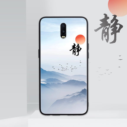 水墨风景适用oppor15标准版手机壳r17pro中国风reno4/5/6/7/8静字保护壳K5/K9硅胶防摔软壳A59山水画A52/A92