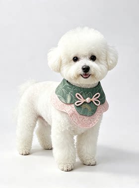 狗狗新中式国风衣服宠物围兜小型犬比熊迪泰博美口水巾披肩汉服夏
