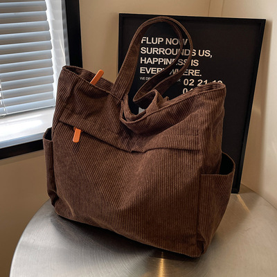 好质量美式复古灯芯绒手提包