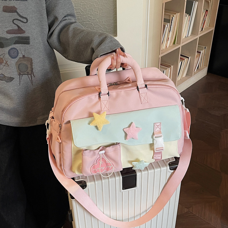 星星拼色大容量手提斜挎女包