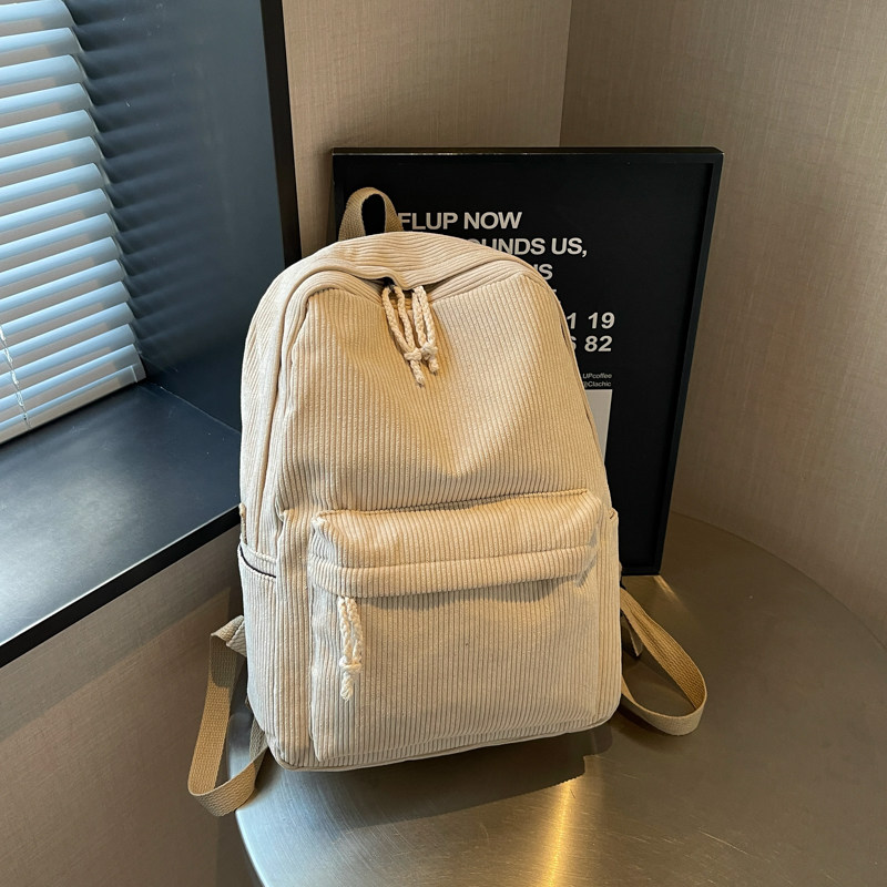 韩版灯芯绒女学生耐磨双肩包