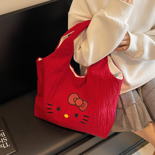 hellokitty手提大包包2025新款 超好看 女士帆布包学生慵懒风布包