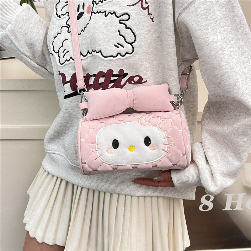 2026韩系新款可爱Hello Kitty斜挎包女软妹外出蝴蝶结小包包百搭