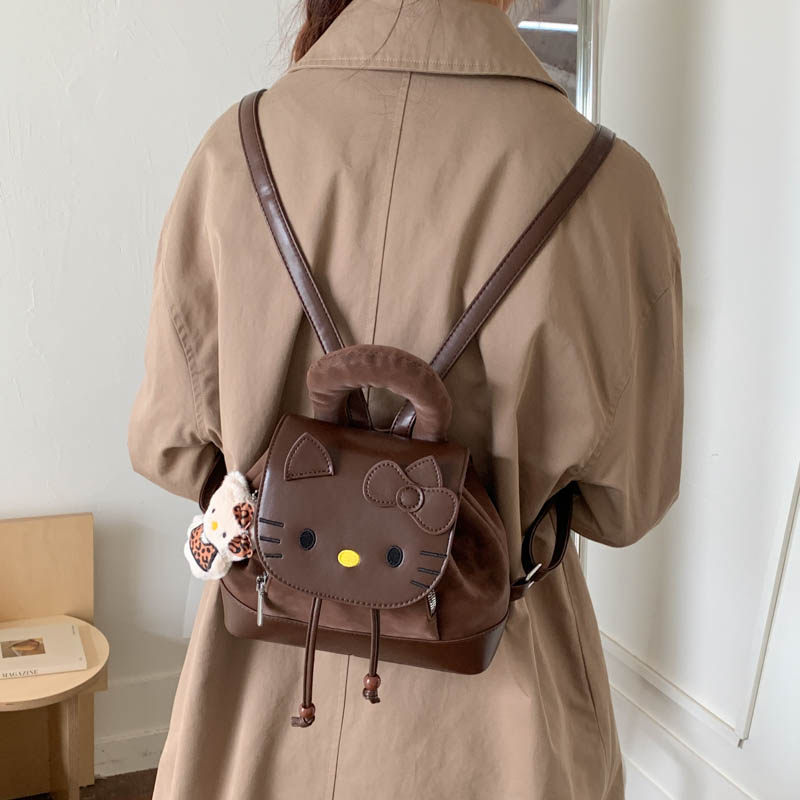 可爱卡通小猫双肩包女2025新款潮精致小巧单肩斜挎包逛街手提背包