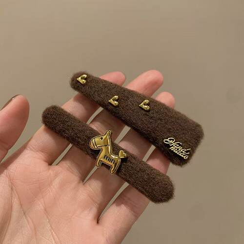 一对装~ 秋冬可爱小马爱心发夹女甜美前额碎发BB夹侧边刘海一字夹