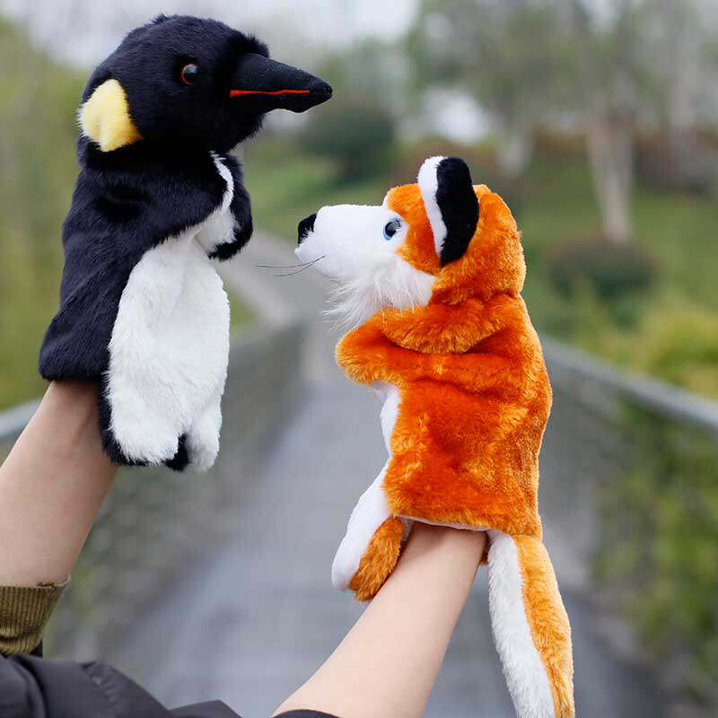 外贸新品大号手偶玩具狐狸儿童毛绒公仔讲故事安抚早教手套布偶