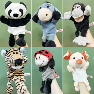 新款 嘴巴能动毛绒手指偶玩具猪猪张嘴手偶儿童亲子早教安抚幼儿园