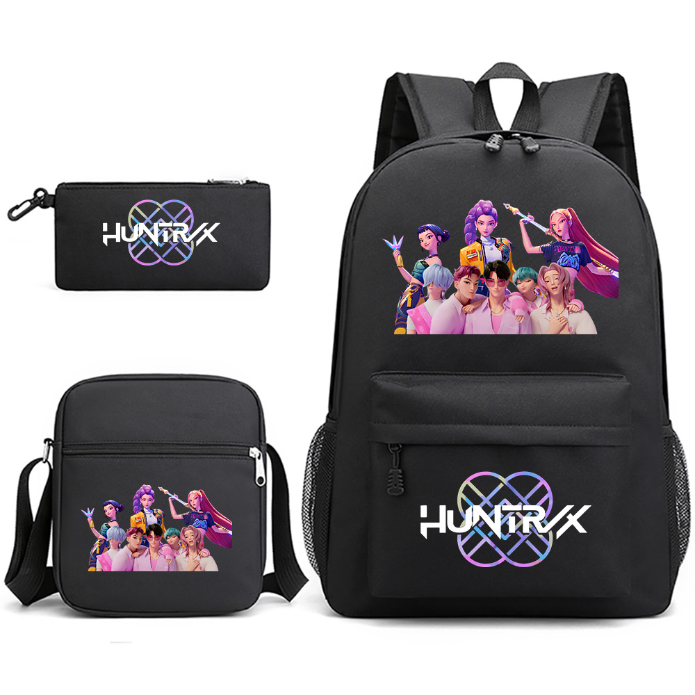 kpop demon hunters猎魔女团印花学生书包双肩包单肩笔袋三件套