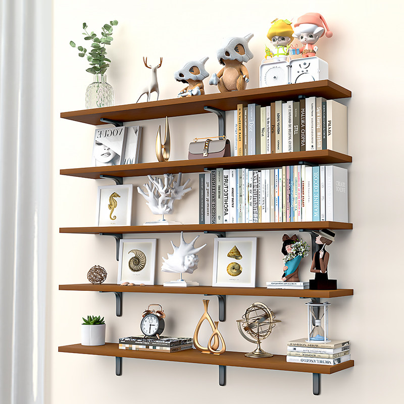 墙上置物架悬空书架一字隔板挂墙搁板墙面层板托架子墙壁挂式木板