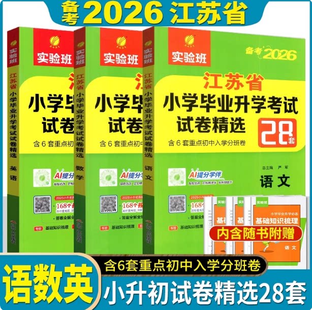 小升初真卷2025江苏省小学毕业升学考试试卷精选28套卷语文数学英语小考春雨六年级下毕业升学系统总复习资料苏教版真题卷必刷题