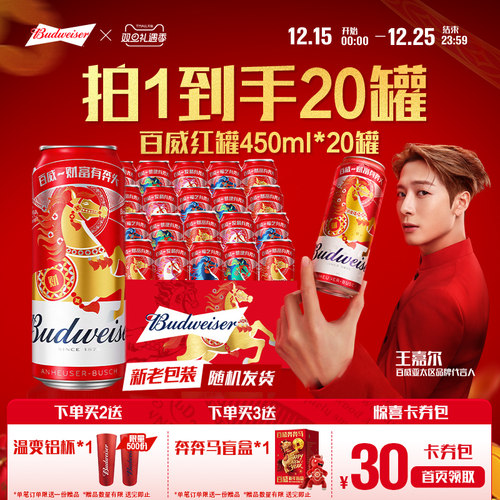 百威啤酒450ml*20听经典红罐