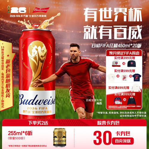 百威经典红罐啤酒450ml*20听