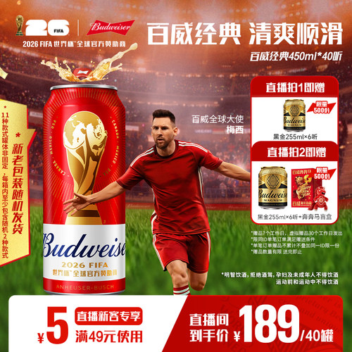 百威经典红罐啤酒450ml*40听