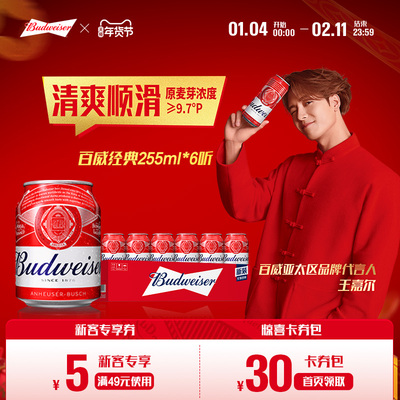 百威啤酒迷你罐255ml*6听