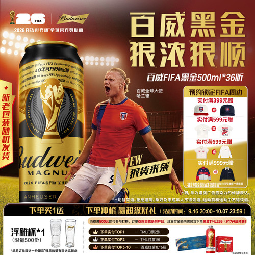 百威黑金啤酒500ml*36听