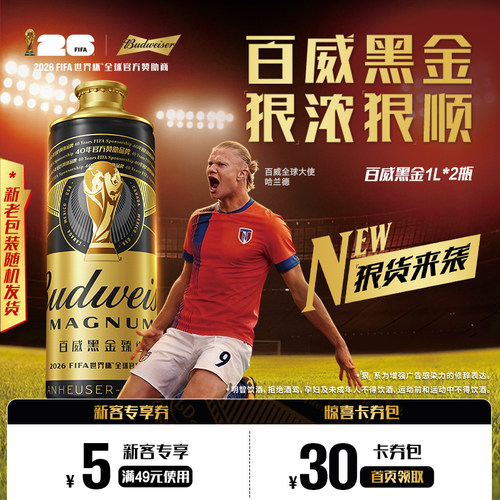 百威黑金臻选精酿啤酒1L*2瓶