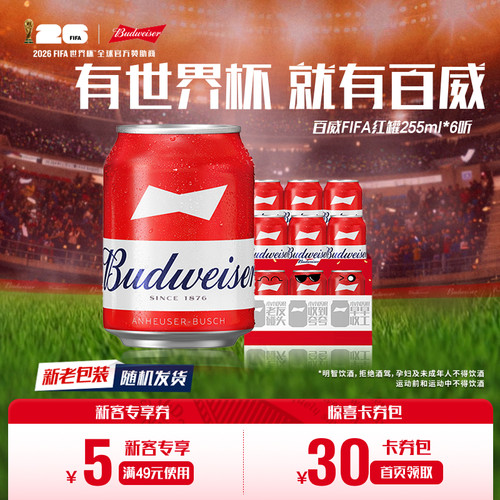 百威啤酒迷你罐装255ml*6听