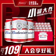 59元包邮  Budweiser/百威啤酒迷你啤酒255ml*24