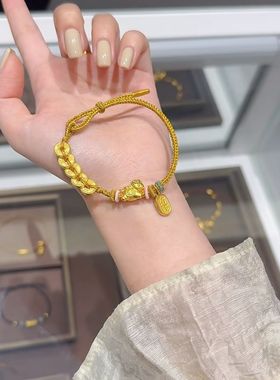 马年本命年手链沙金五帝钱手链女款招财纳福手饰送女友生日礼物