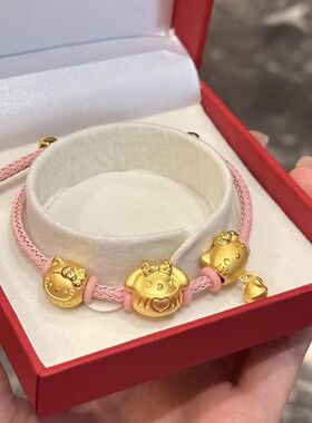 新款三丽鸥KT猫手链女蝴蝶结hellokitty钢丝手绳送女友七夕礼物