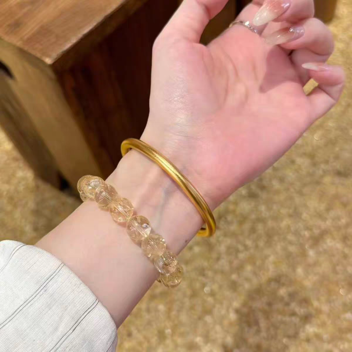 金店同款素圈传承仿真沙金手镯999新中式古法实心大克重首饰结婚