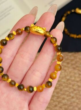 天然虎眼石小猫咪平安手链