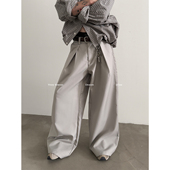 FEWEST 高级感浅灰对褶A字阔腿西裤 男女款 VERY 慵懒拖地休闲长裤