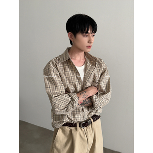 FEWEST 开衫 美式 早秋氛围松弛感廓形长袖 老钱撞色格子衬衫 VERY