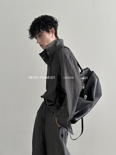 套装 VERY 衬衫 高级深灰细条纹翻领长袖 FEWEST