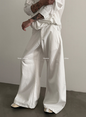 VERY FEWEST 重磅天丝纯棉廓形休闲裤四季通勤垂感阔腿裤男女款