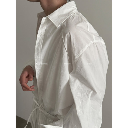 立体解构纯色廓形长袖衬衫男女