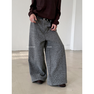 老钱松弛感混色毛呢阔腿休闲裤 VERY FEWEST