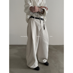 男女设计感重磅阔腿休闲裤 松弛雅痞水洗廓形弯刀裤 FEWEST VERY