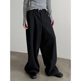 秋冬高级感半松紧阔腿裤 松弛感混色含羊毛宽松西裤 子 FEWEST VERY