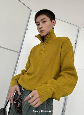 9.20 20:00 Very Fewest 小众时髦感慵懒半拉链高领宽松毛衣男女