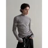 FEWEST 时髦亲肤坑条纹半高领长袖 T恤中性高级感修身 VERY 打底衫