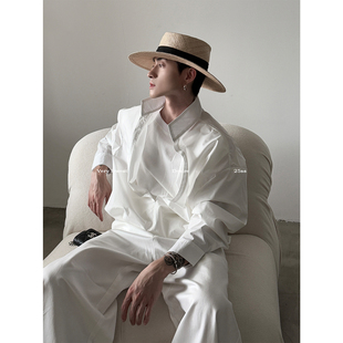 松弛感百搭长袖 VERY 秋季 氛围假两件深V立领廓形衬衫 上衣 FEWEST