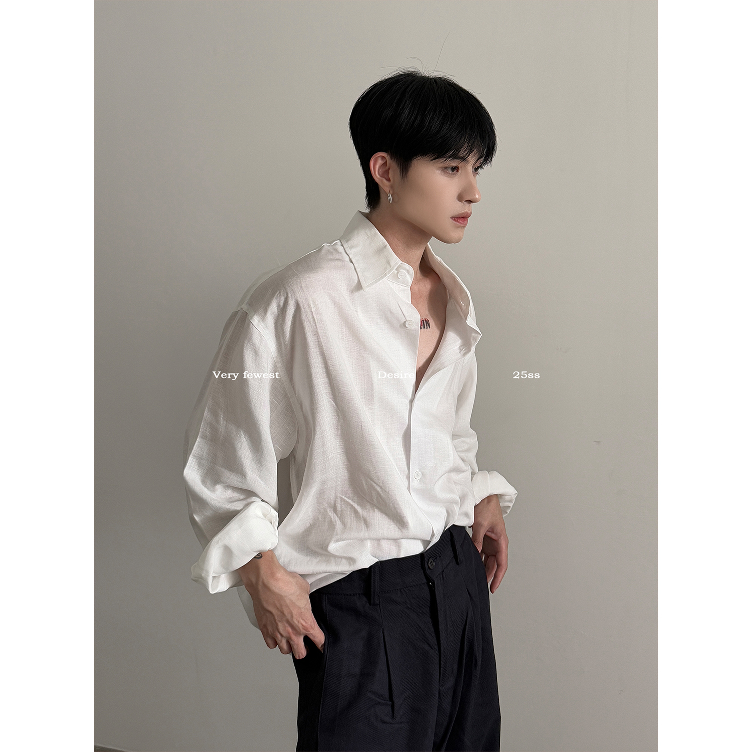 高级轻奢天丝亚麻廓形长袖衬衫