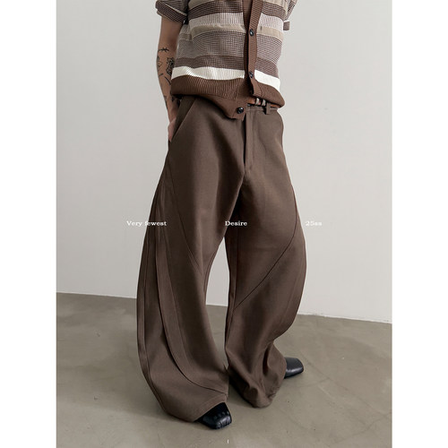 小众解构廓形弯刀西裤cleanfit