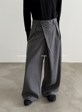 VERY FEWEST 不基础极简立裁斜门襟A字廓形西裤男女设计感休闲裤