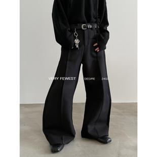 中性前插口袋阔腿休闲裤 VERY 长裤 重磅设计感弯刀打褶西装 FEWEST