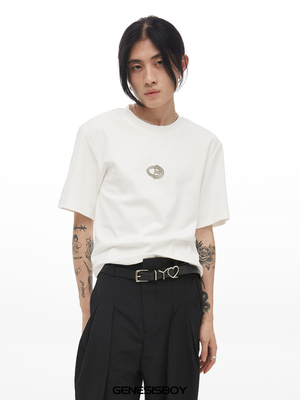 短袖小众男女金属logoT恤